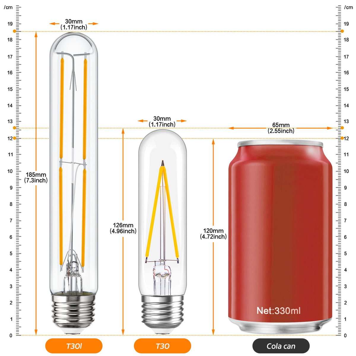 Sphoon LED T10 6W bulb close-up showing 2700K soft white brightness.