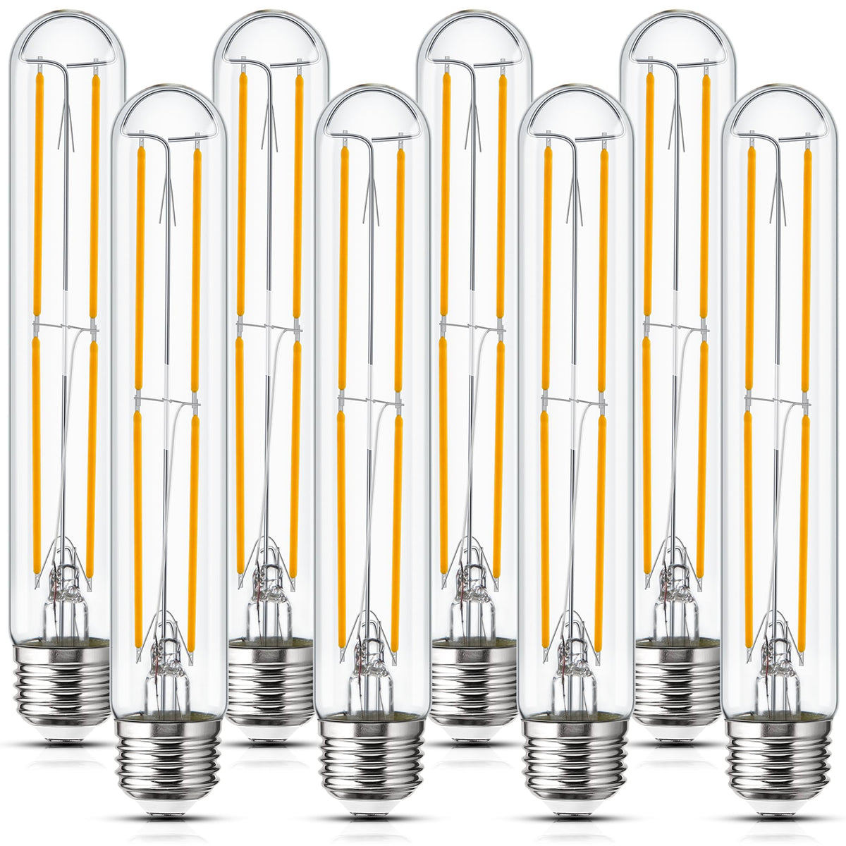 Sphoon tubular light bulb front view emitting warm glow for living spaces.
