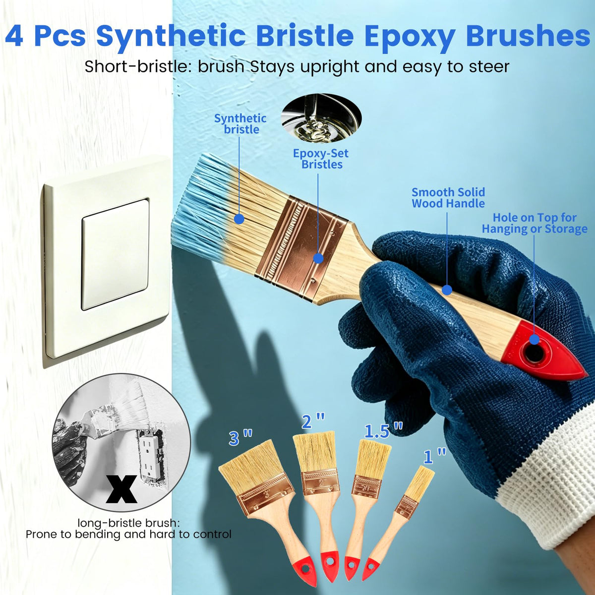 Spicyorange 2-inch epoxy brush for versatile strokes