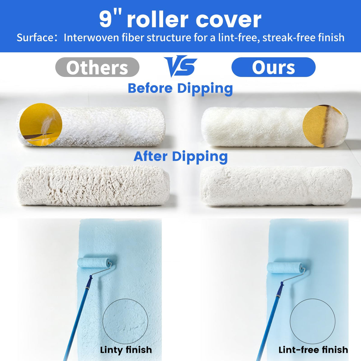 Spicyorange 4-inch mohair roller cover for tight spaces