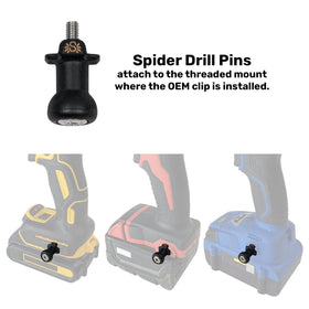 Spider adapters connect pins to drill for universal fit