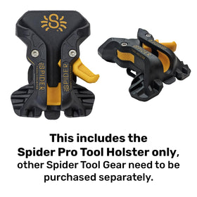 Spider Pro Tool Holster with ambidextrous thumb lock enables one-handed release.