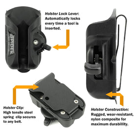 Spider Tool Holster heavy-duty nylon and steel construction withstands daily use