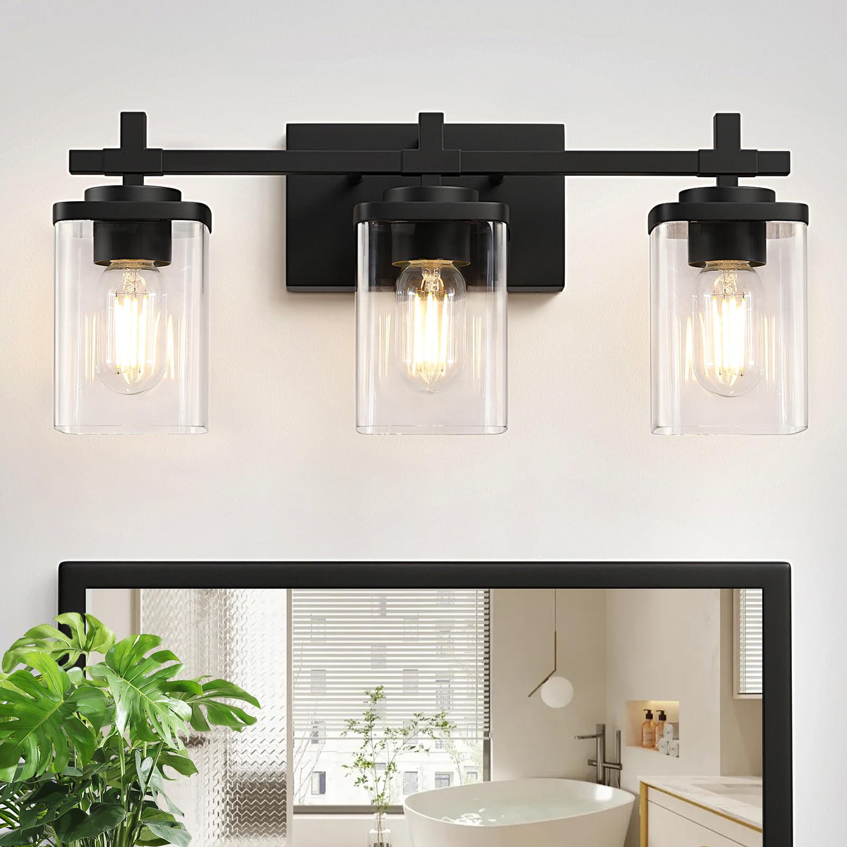 Spiglamm 3-lights bathroom vanity over mirror for bright, even illumination