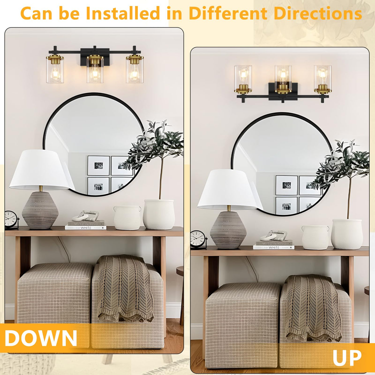 Spiglamm brushed gold vanity light elevates bathroom style with durable metal construction