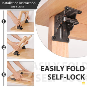 Spiglamm black steel folding bracket adds robust furniture support.