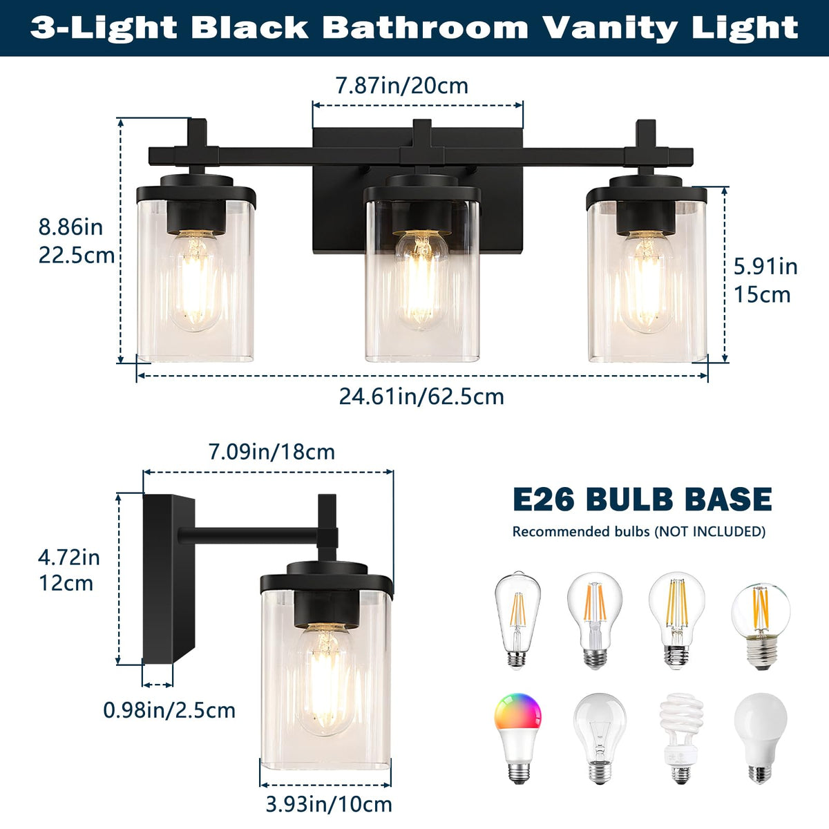 Spiglamm modern black vanity light enhances contemporary decor with clean lines