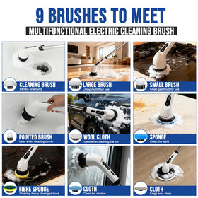 Spinzio nine brush heads offer versatile cleaning for every surface.