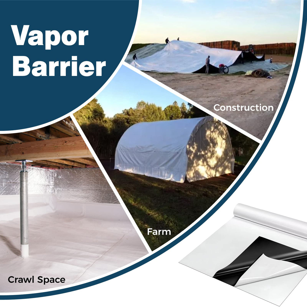 Spirecover covers up to 1,000 sq ft when rolled for crawl space projects