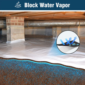 Spirecover panda film black and white surfaces block light and moisture for crawl spaces