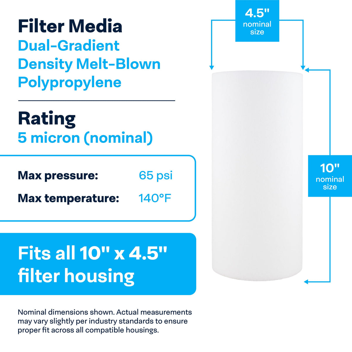 SpiroPure SP-DD-5005-BB dual-gradient media for effective filtration