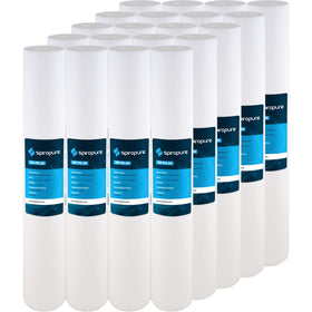 SpiroPure SP-P5-20 sediment filter front view showing 5-micron performance for clearer water.