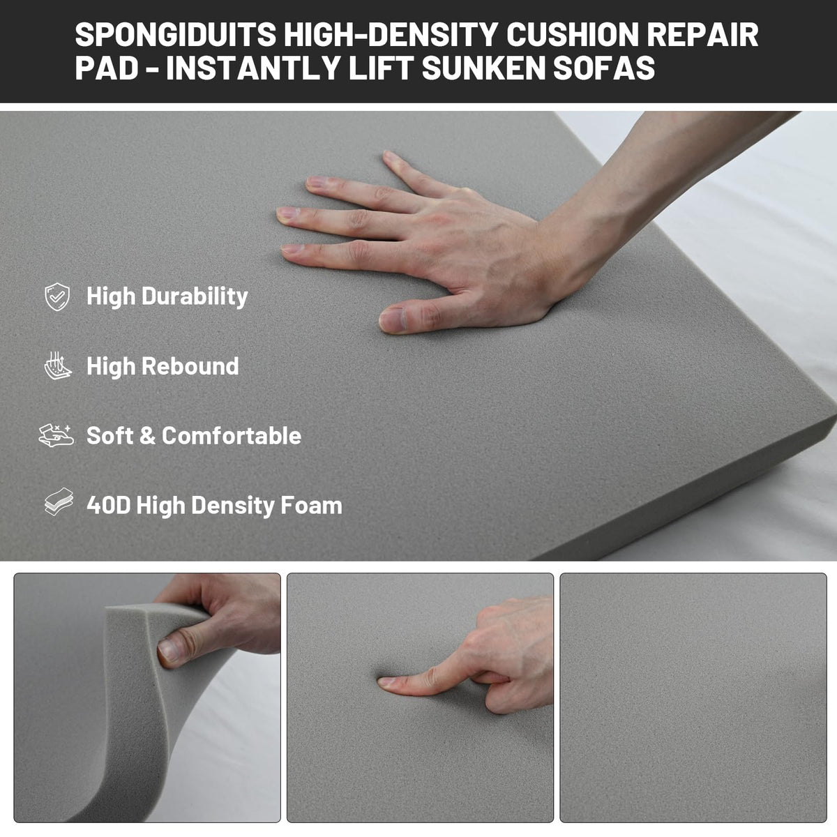 Spongiduits curved-design under-cushion fits discreetly under cushions