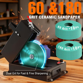 SporGain sanding discs 60-grit pack for initial sharpening and edge shaping.
