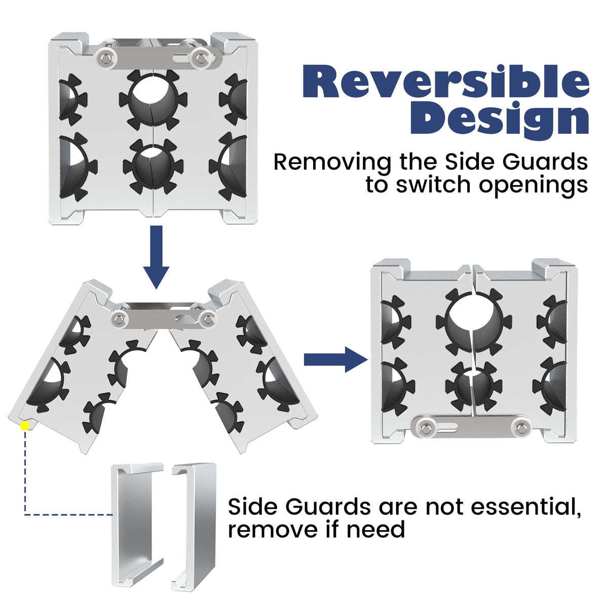 SporGain clamp side view with guard demonstrates protective, non-marring grip