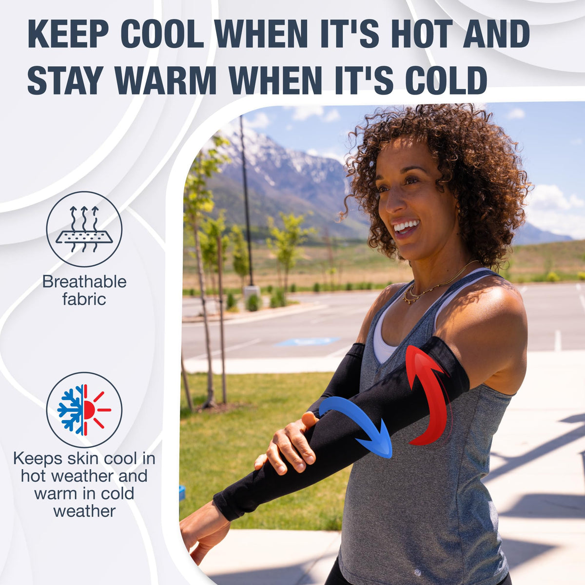SportsTrail breathable moisture-wicking fabric keeps skin cool during workouts.