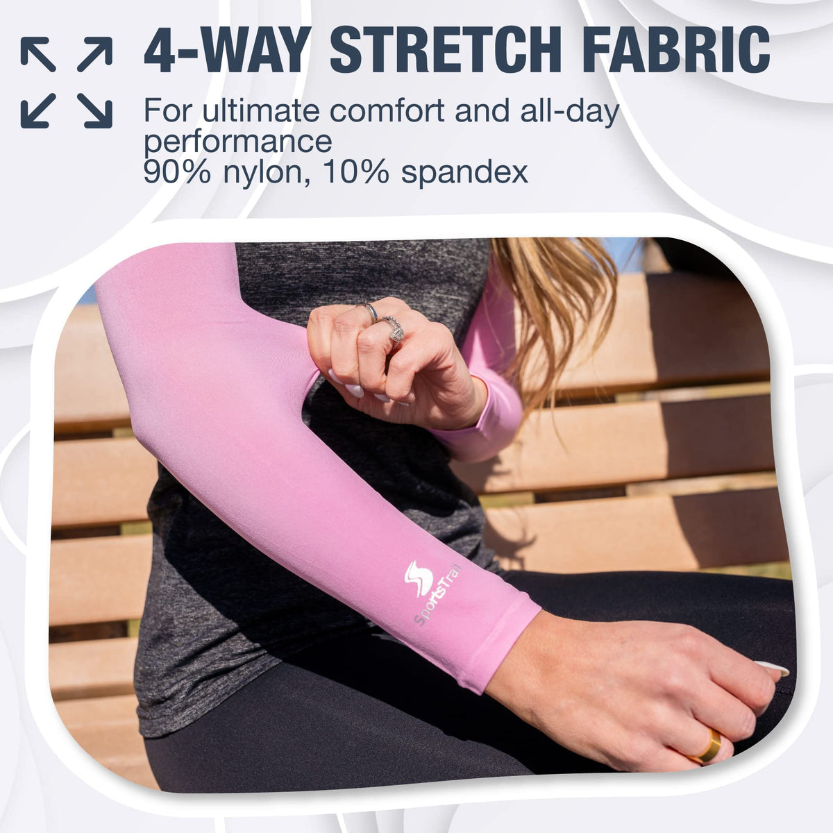SportsTrail cooling arm sleeves show breathable fabric for all-day comfort