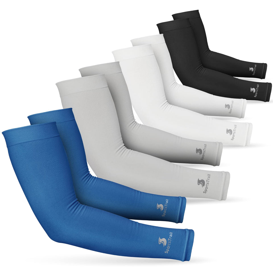 SportsTrail cooling arm sleeves with a glove-like fit on an athlete