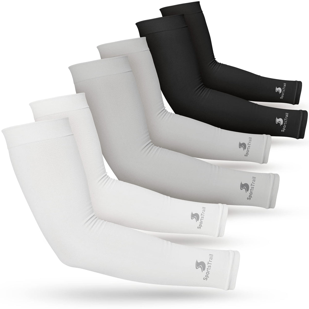 SportsTrail cooling arm sleeves on arm with breathable comfort and seamless fit