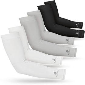 SportsTrail cooling arm sleeves on arm with breathable comfort and seamless fit
