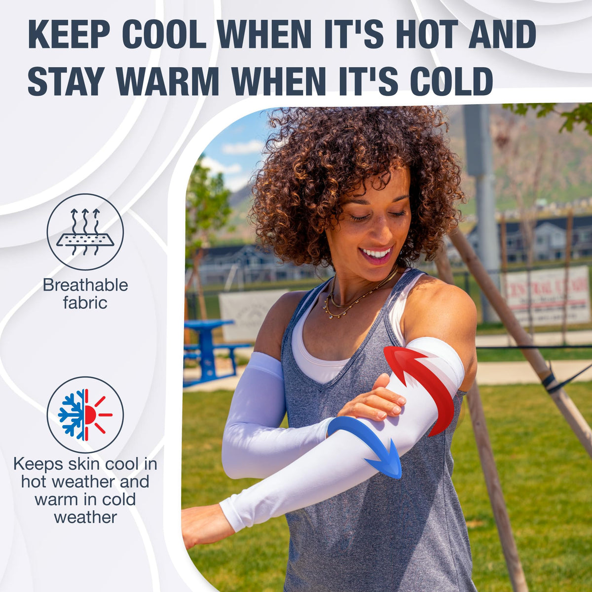 SportsTrail moisture-wicking arm sleeves showcasing breathable fabric for workouts