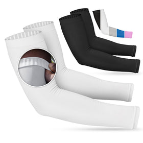 SportsTrail non-slip arm sleeves shield skin from sun with cooling, breathable fabric.