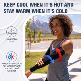 SportsTrail UPF50+ arm sleeves shield from sun during golf, basketball, and more.