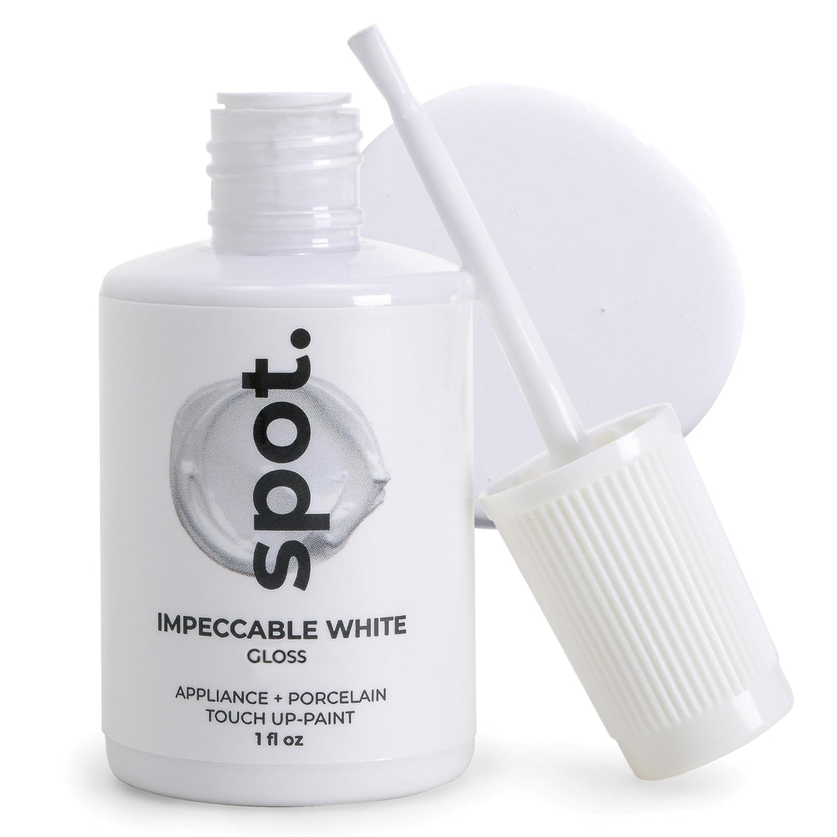 spot high-gloss white bottle pour for precise appliance touch-ups.