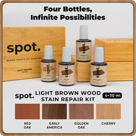 Spot Light Brown Wood Stain Kit Early America bottle blends worn edges with grain