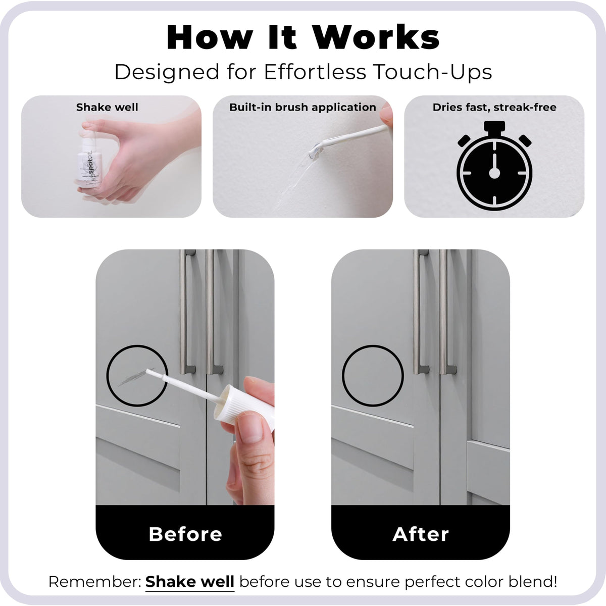 spot touch-up paint all-in-one brush applicator simplifies touch-ups