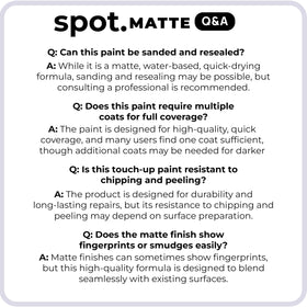 Spot Touch-Up Paint matte finish covers chips on cabinets, doors, walls.