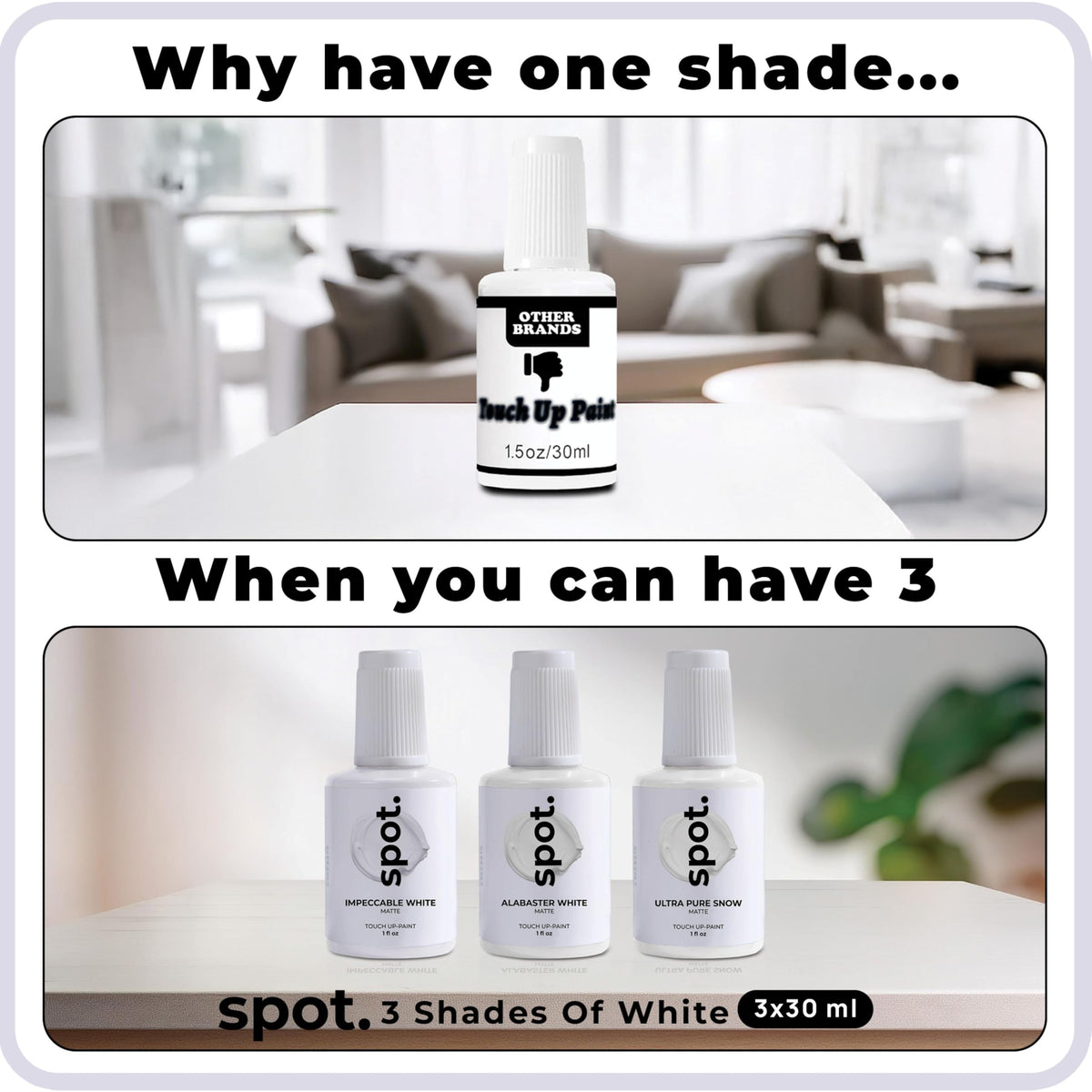 Spot Touch-Up Paint included brush and applicator for mess-free use.