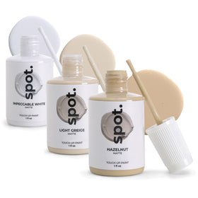 Spot. touch-up paint matte beige kit box for quick furniture color matching.