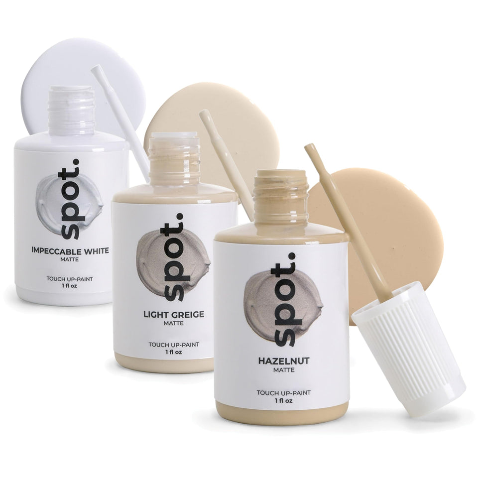 Spot. touch-up paint matte beige kit box for quick furniture color matching.