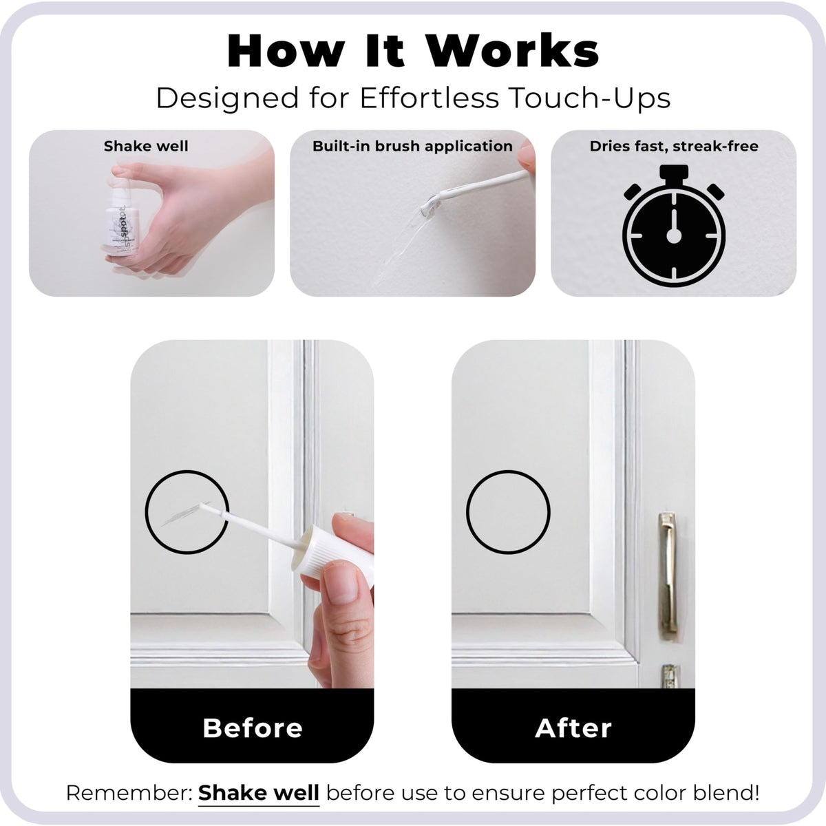 Spot Touch-Up Paint eco-friendly, low-odor finish for healthier interiors.