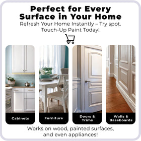 Spot Touch-Up Paint three shades blend to match diverse surfaces.