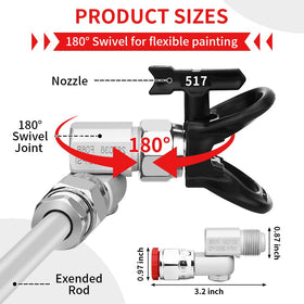 Spray Freely extension pole 20in reaches ceilings with ease.