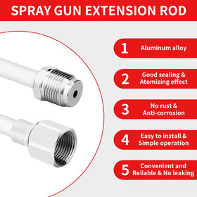 Spray Freely extension pole 40in enables overhead spraying without ladders.