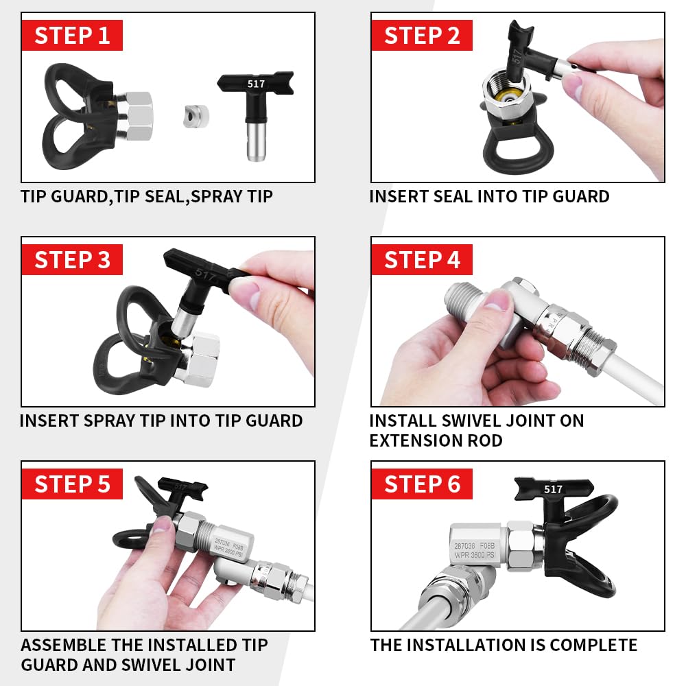 Spray Freely swivel joint provides flexible angle painting.