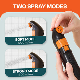 Spray Mate Jumbo dual-pressure modes for gentle and strong cleaning options.