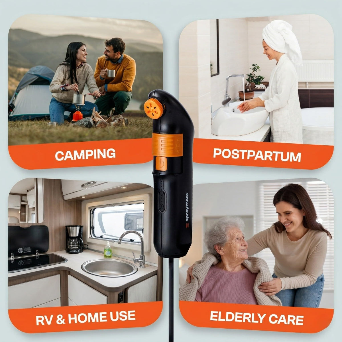 Spray Mate Jumbo USB-C rechargeable power for travel and camping.