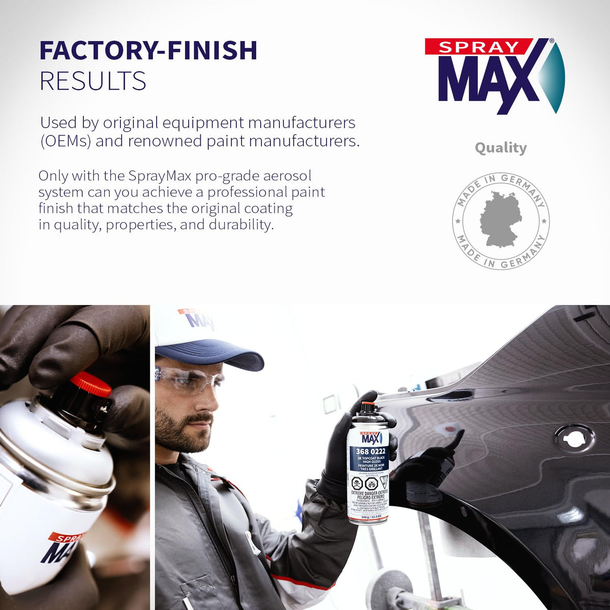 SprayMax 2K Topcoat demonstrates chemical resistance on coated metal.