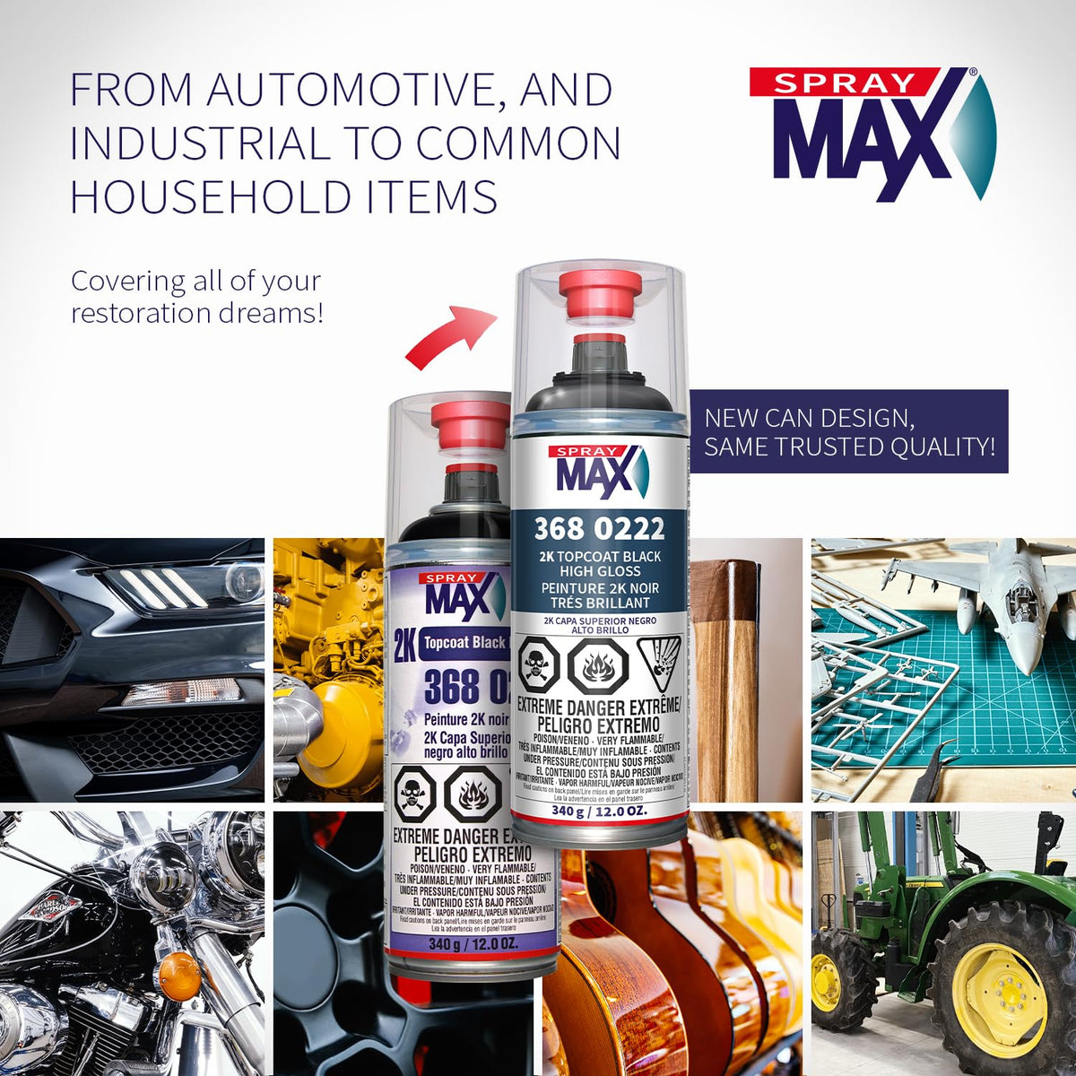 SprayMax 2K Topcoat dries quickly, enabling faster handling.