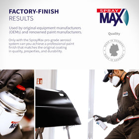 SprayMax integrated hardener improves adhesion and surface leveling.