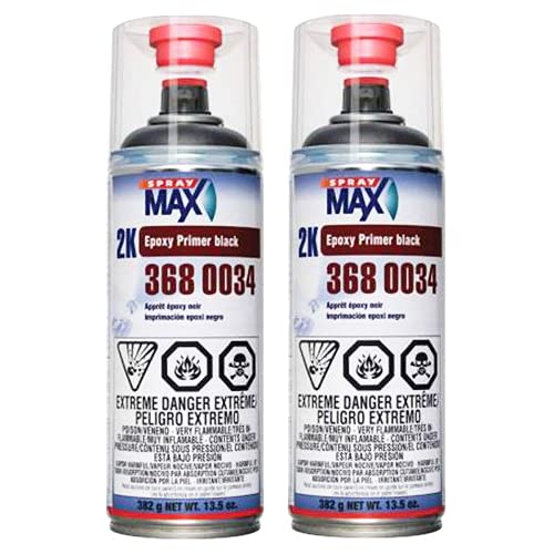 SprayMax Matte Black epoxy primer aerosol offers strong adhesion on metal for rust protection