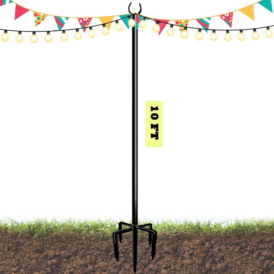Sprimden 10ft light pole with a stable five-prong base for outdoors.