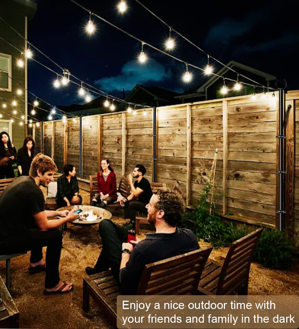 Sprimden pole supports fairy lights, mason jars, and wind décor.