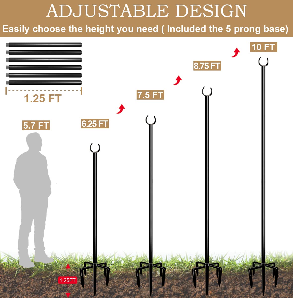 Sprimden outdoor pole assembly demonstrates secure in-ground installation.