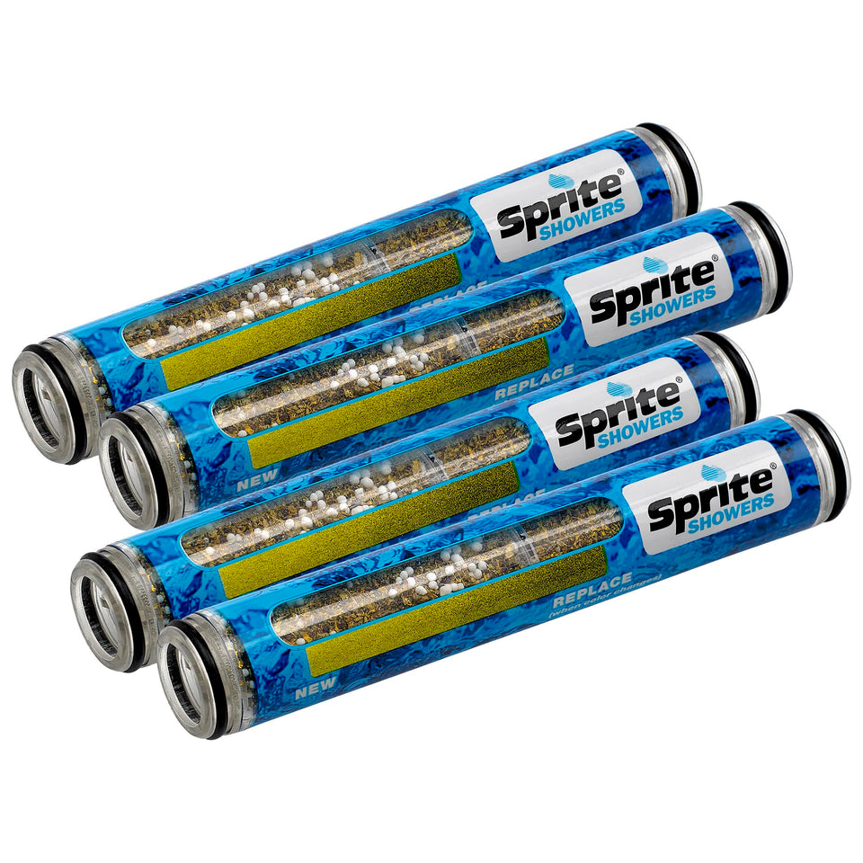 Sprite HHC4 hand-held filter replacement 4-pack improves shower water by reducing chlorine.
