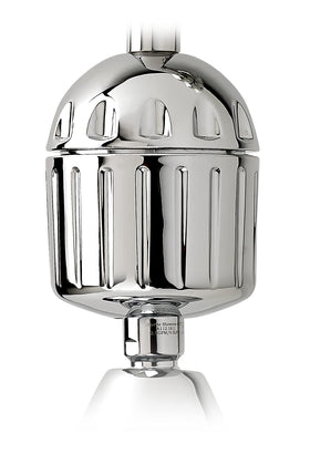 Sprite HO2-CM-M chrome shower filter closeup showing chlorine removal benefits for skin